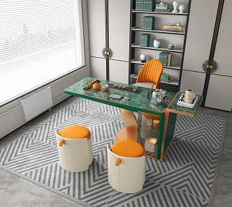 Modern Tea Table and Chair Tea Table and Chair Combination 3d model