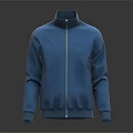 Blue Zip Up Jacket With White Zipper In Sporty Casual Design