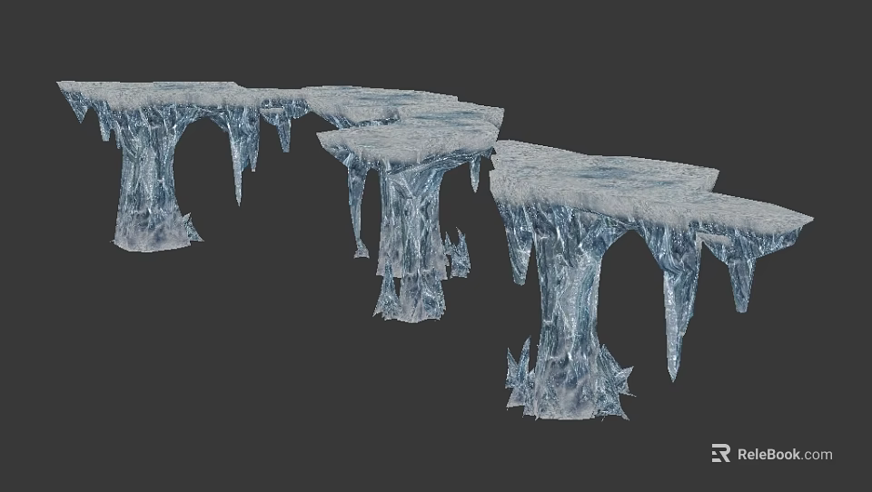 Stunning Frozen Ice Bridge Structure With Hanging Icicles And Snowy Surfaces 3d model 
