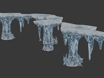 Stunning Frozen Ice Bridge Structure With Hanging Icicles And Snowy Surfaces 3d model