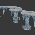 Stunning Frozen Ice Bridge Structure With Hanging Icicles And Snowy Surfaces