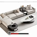 Modern Sofa And Coffee Table Set With Light Colored L Shaped Design And Marble Top 3d model