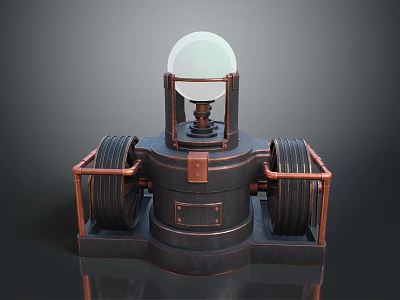 Vintage Industrial Lighting Combination With Spherical Glass Lampshade And Copper Metal Frame 3d model