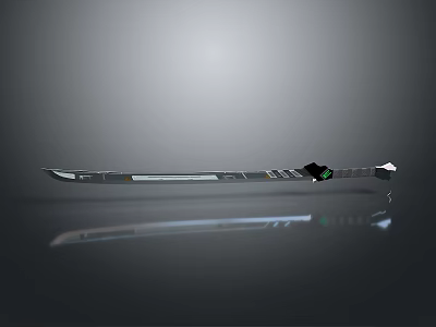 Sleek Modern Metallic Sword Featuring Shiny Blade And Green Accent Design 3d model