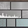 Modern Interior Wall Panels With Various Decorative Patterns Like City Skyline And Waves 3d model