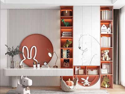 Modern Bookcase Wardrobe Furnishings Decoration Cabinet Children's Room Wardrobe model