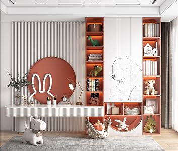 Modern Bookcase Wardrobe Furnishings Decoration Cabinet Children's Room Wardrobe 3d model