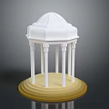 Detailed White Octagonal Pavilion Structure With Columns And Stepped Yellow Base 3d model
