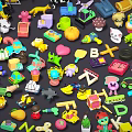 Colorful Assorted Children's Toys With Vehicles Blocks Animals Letters And Airplanes