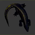 Dark Blue Lizard With Yellow Markings 3D Model Displayed On Gray Background