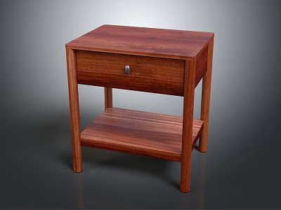 Wooden Nightstand With Single Drawer And Lower Shelf Simple Functional Design 3d model