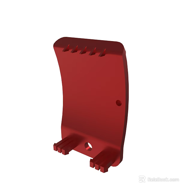 Red Metal Support Bracket With Mounting Holes And Structural Projections 3d model 