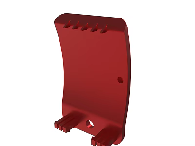 Red Metal Support Bracket With Mounting Holes And Structural Projections 3d model