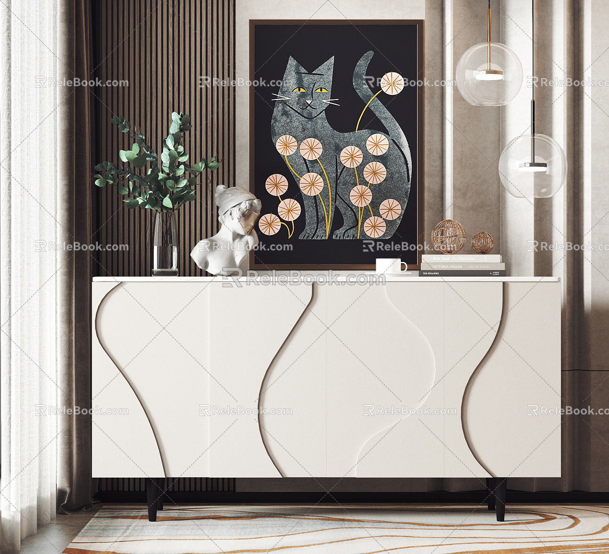 Modern Side Cabinet Decorative Cabinet Furnishings Ornaments Vase Entrance Cabinet Sideboard model