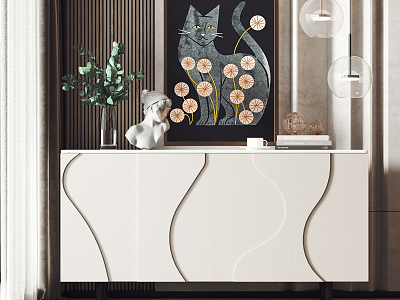 Modern Side Cabinet Decorative Cabinet Furnishings Ornaments Vase Entrance Cabinet Sideboard model