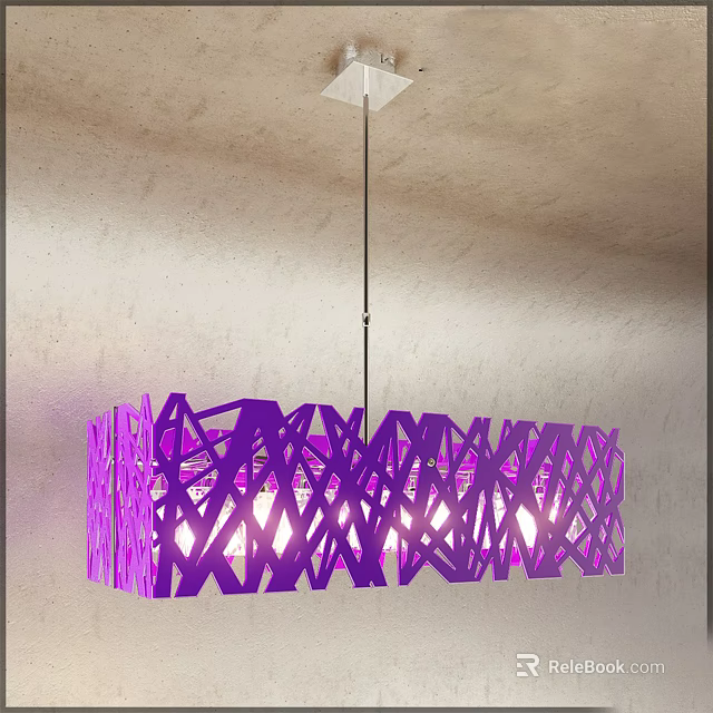Modern Purple Unique Shaped Chandelier With Intricate Hollow Design For Interior Lighting 3d model 