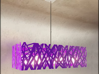 Modern Purple Unique Shaped Chandelier With Intricate Hollow Design For Interior Lighting 3d model