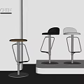 Modern Bar Stools With Black White Brown Colors And Metal Frames In Minimalist Space