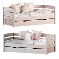 Cozy Kids Bed With Storage Drawers And Colorful Patterned Bedding