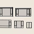 Modern Casement Windows With Various Sizes And Sleek Black Frames Design 3d model