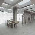 Modern Minimalist Clothing Store Interior Design With Grey Wall Clothing Racks And Clear Chairs