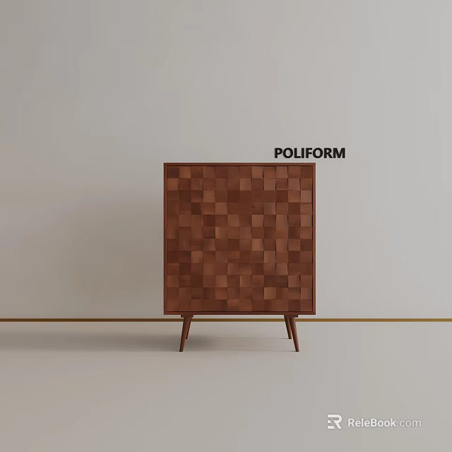 Poliform Modern Bookshelf With Brown Cube Pattern And Slender Legs Design 3d model