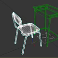 Wooden Top School Desk With Orange Seat Chair And Metal Frame
