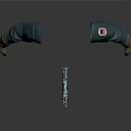 Silver Gun Weapon Displayed With Green Sleeves And Gloved Hands