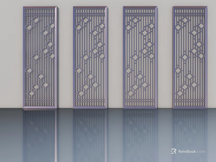 Four Modern Hinged Doors With Decorative Geometric Patterns For Interior Design 3d model