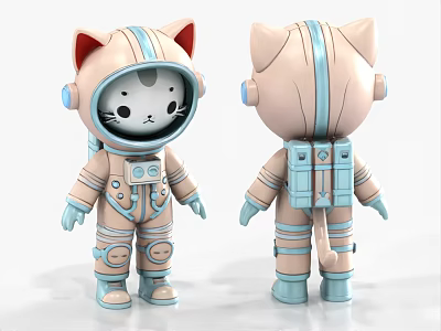 Cartoon Astronaut Astronaut Ornaments Astronaut Hand Cartoon Cat 3d model