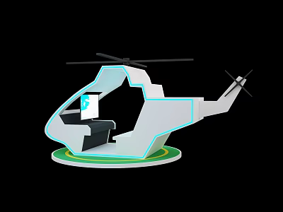 Sleek Helicopter Shaped Entertainment Appliance Featuring Blue Lights And Interior Screen 3d model