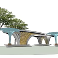 Modern Corridor Frame Landscape Corridor Frame Park Rest Chair 3d model
