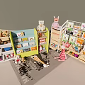 Kids Room Storage Shelves With Stuffed Toys And Colorful Book Storage