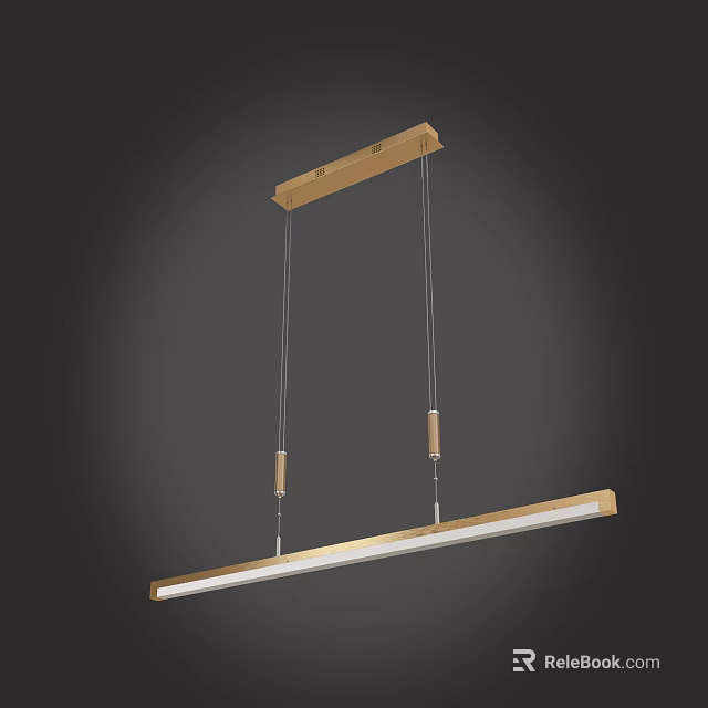 Modern Linear Pendant Light With Wooden Frame And Long Strip LED Design 3d model