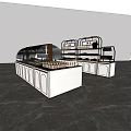 Modern Showcase Shelves With Glass Cover Layered Design White Cabinetry And Golden Accents