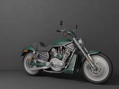 Green Classic Motorcycle With Sleek Body Chrome Engine Black Seat And White Rims 3d model