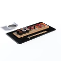 Assorted Sushi Platter with Maki Nigiri Wooden Plate Soy Sauce and Chopsticks