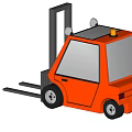 Orange Industrial Forklift Equipment with Cab Warning Lights and Forks for Material Handling