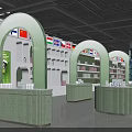 Specialty Store with Transparent Glass Building Display Cabinets International Flags and Cake