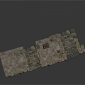 Ancient Stone Fortress Structure With Stone Walls Platform And Blocks 3d model