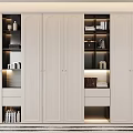 Modern Light Colored Wardrobe With Cabinet Doors And Open Storage Shelves