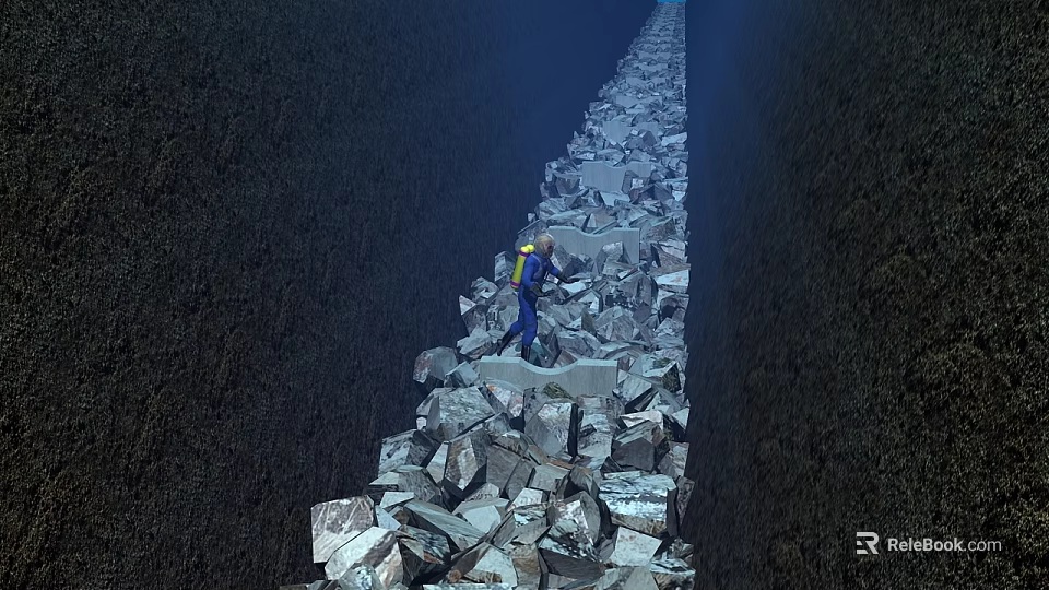 Garden Ornament Featuring Natural Stone Arrangement And Scenic Decorative Pathway 3d model 