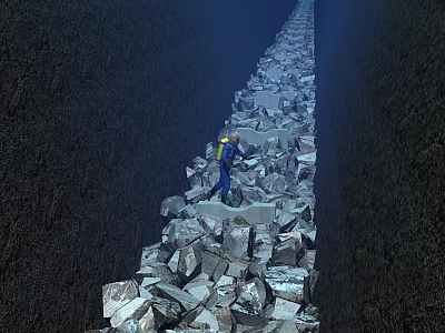 Garden Ornament Featuring Natural Stone Arrangement And Scenic Decorative Pathway 3d model