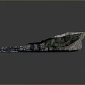 Realistic 3D Terrain Model Featuring Crater Blue Water Mountains and Green Areas