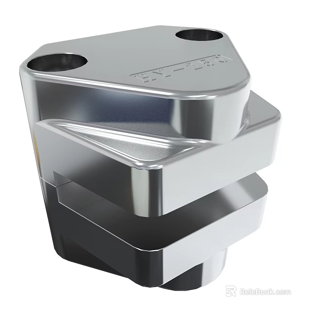 Silver Metal Mechanical Part With Geometric Structure And Industrial Design Features 3d model