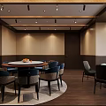 Elegant Private Room Interior With Round Dining Table Chairs Wall Art And Ceiling Lights 3d model