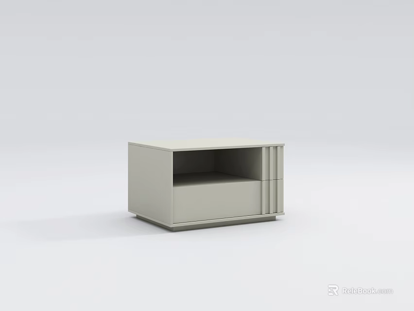 Modern Nightstand With Light Gray Design Storage Drawer And Open Compartment 3d model 