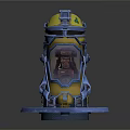 Decorative Ornament Set Featuring Futuristic Mechanical Design Yellow Blue Color Transparent Panel And Sturdy Base