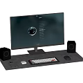 Computer desktop computer monitor keyboard mouse sound 3d model