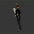 Woman Wearing Hat And Black Top Holding White Rabbit Doll Posing Confidently